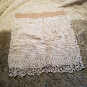 American Eagle Lace Skirt with Blush Waistband